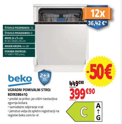 VGRADNI POMIVALNI STROJ BDIN38641Q