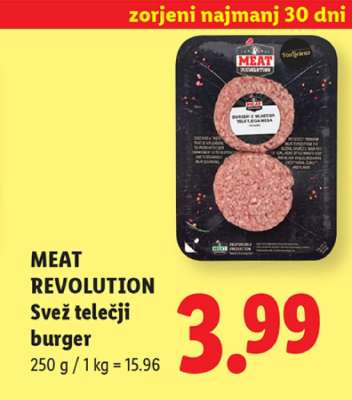 MEAT REVOLUTION Svež telečji burger