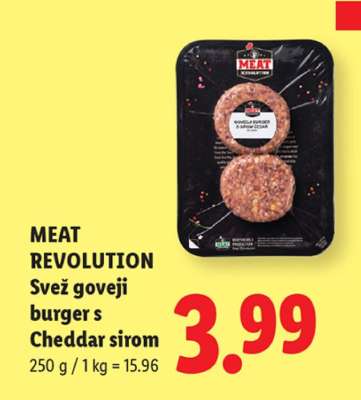 MEAT REVOLUTION Svež goveji burger s Cheddar sirom