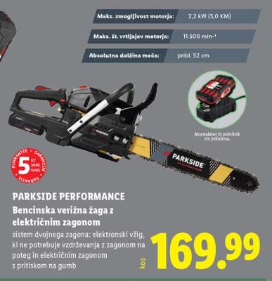 PARKSIDE PERFORMANCE Bencinska verižna žaga z električnim zagonom