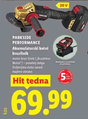 PARKSIDE PERFORMANCE Akumulatorski kotni brusilnik