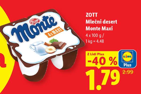 ZOTT Mlečni desert Monte Maxi