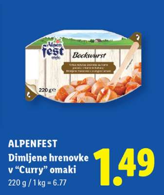 ALPENFEST Dimljene hrenovke v “Curry” omaki