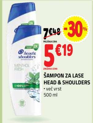 ŠAMPON ZA LASE HEAD & SHOULDERS