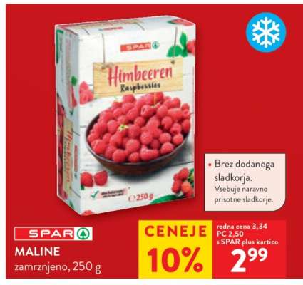 MALINE zamrznjeno, 250 g