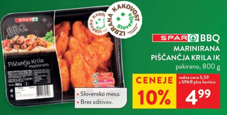 SPAR BBQ Marinirana piščančja krila IK