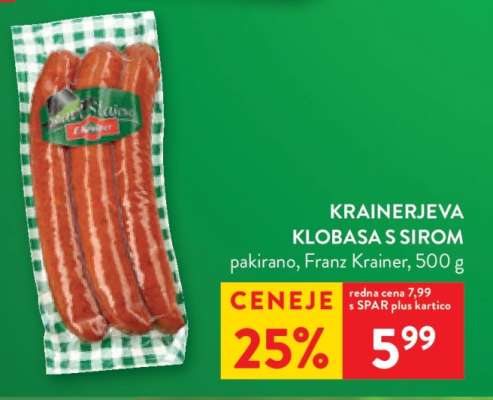 KRAINERJEVA KLOBASA S SIROM