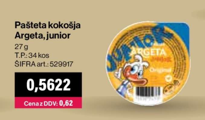 Pašteta kokošja Argeta, junior