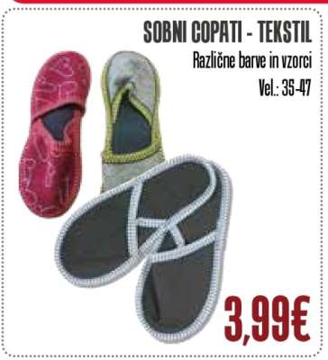 Sobni copati - tekstil