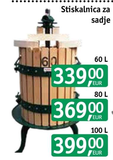 Stiskalnica za sadje 60 L