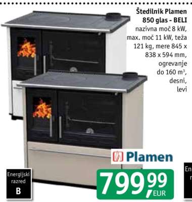 Štedilnik Plamen 850 glas - BELI