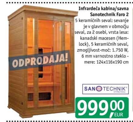 Infrardeča kabina/savna Sanotechnik Faro 2