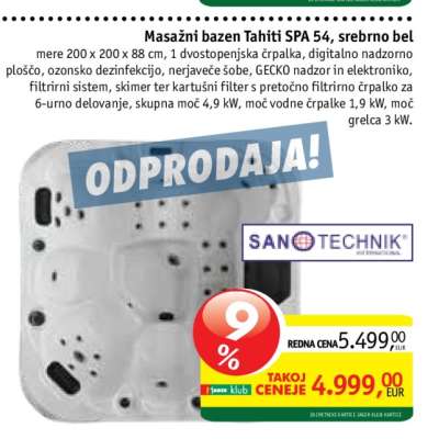 Masažni bazen Tahiti SPA 54, srebrno bel
