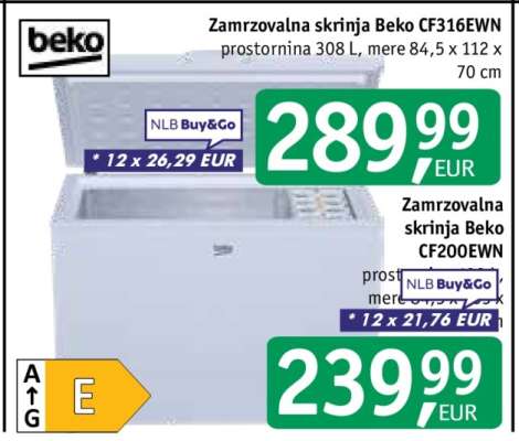 Zamrzovalna skrinja Beko CF316EWN