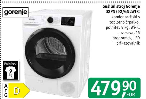 Sušilni stroj Gorenje D2PNE92/GNLWIFI
