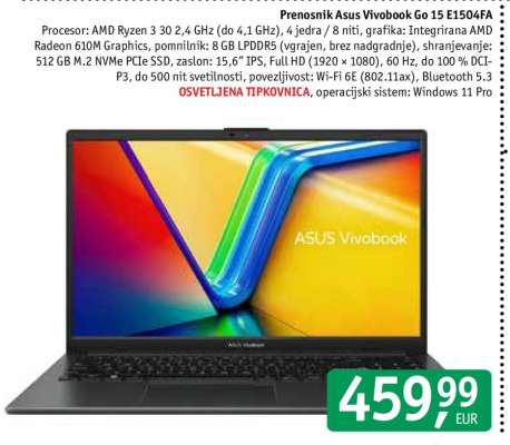 Prenosnik Asus Vivobook Go 15 E1504FA