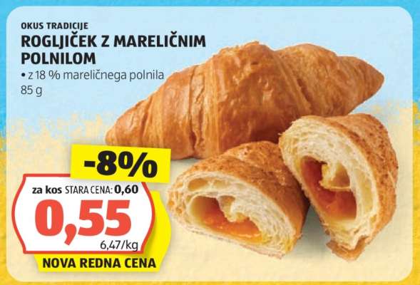 Rogljiček z mareličnim polnilom
