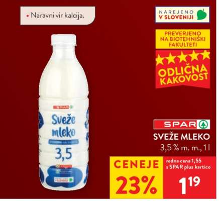 SPAR SVEŽE MLEKO