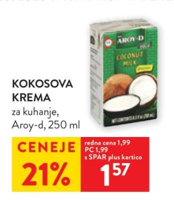 Kokosova krema za kuhanje, Aroy-d, 250 ml