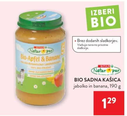 BIO SADNA KAŠICA jabolko in banana, 190 g