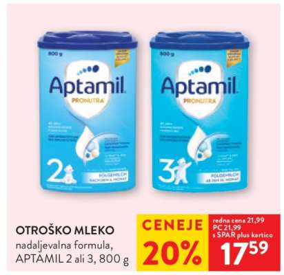 OTROŠKO MLEKO APTAMIL 2 ali 3, 800 g