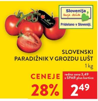 Slovenski paradižnik v grozdu Lušt