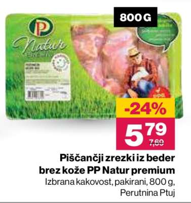 Piščančji zrezki iz beder brez kože, PP Natur Premium