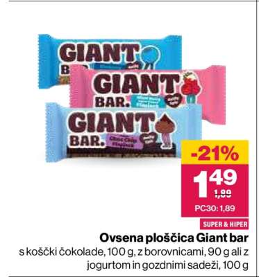 Ovsena ploščica Giant bar