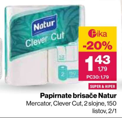 Papirnate brisače Natur