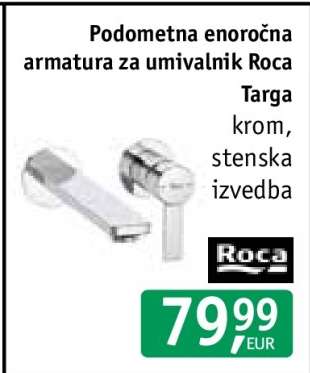 Podometna enoročna armatura za umivalnik Roca Targa