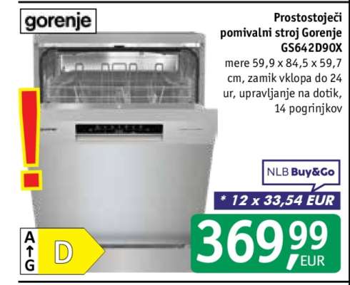 Prostostoječi pomivalni stroj Gorenje GS642D90X