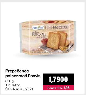 Prepečenec polnozrnati Panvis