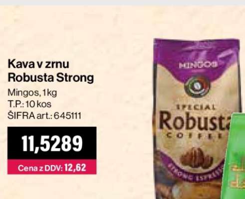 Kava v zrnú Robusta Strong