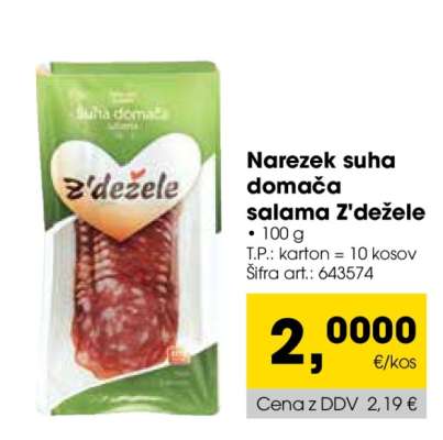 Narezek suha domača salama Z'dežele