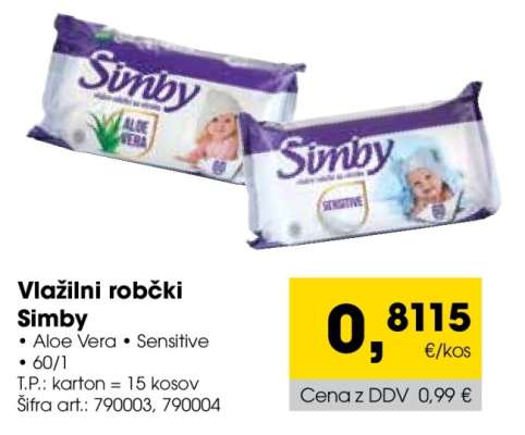 Vlažilni robčki Simby