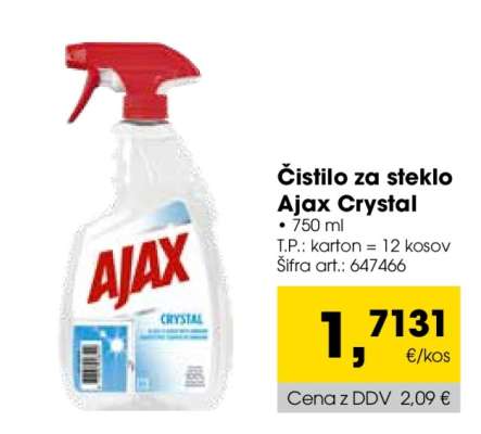 Čistilo za steklo Ajax Crystal