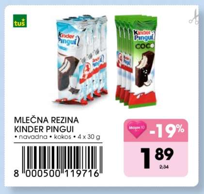 Mlečna rezina Kinder Pingui