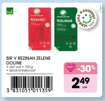 Sir v rezinah Zelene Doline