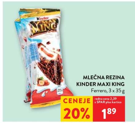 Mlečna rezina Kinder Maxi King