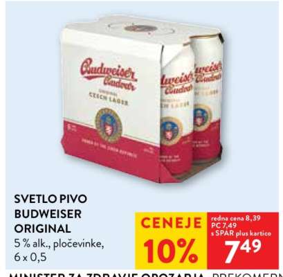 Svetlo pivo Budweiser Original