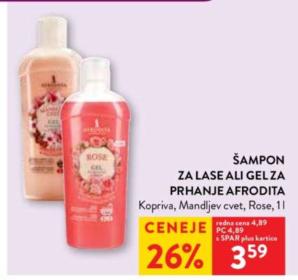 Šampon za lase ali gel za prhanje Afrodita