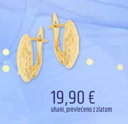 uhani, prevlečeno z zlatom