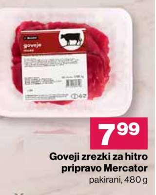 Goveji zrezki za hitro pripravo Mercator