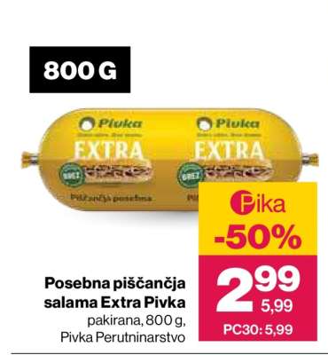 Posebna piščančja salama Extra Pivka