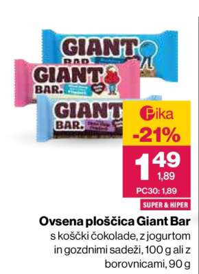 Ovsena ploščica Giant bar