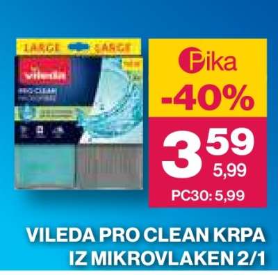 Vileda Pro Clean krpa iz mikrovlaken 2/1