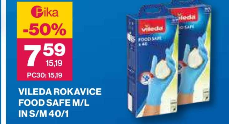VILEDA ROKAVICE FOOD SAFE M/L IN S/M 40/1