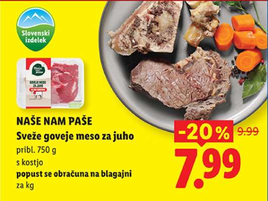 Naše nam paše Sveže goveje meso za juho