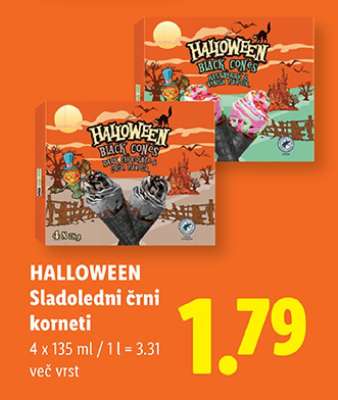 HALLOWEEN Sladoledni črni korneti