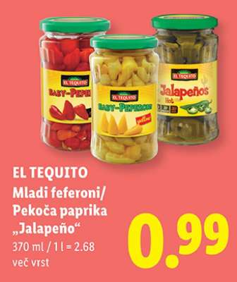 EL TEQUITO Mladi feferoni/Pekoča paprika „Jalapeño“